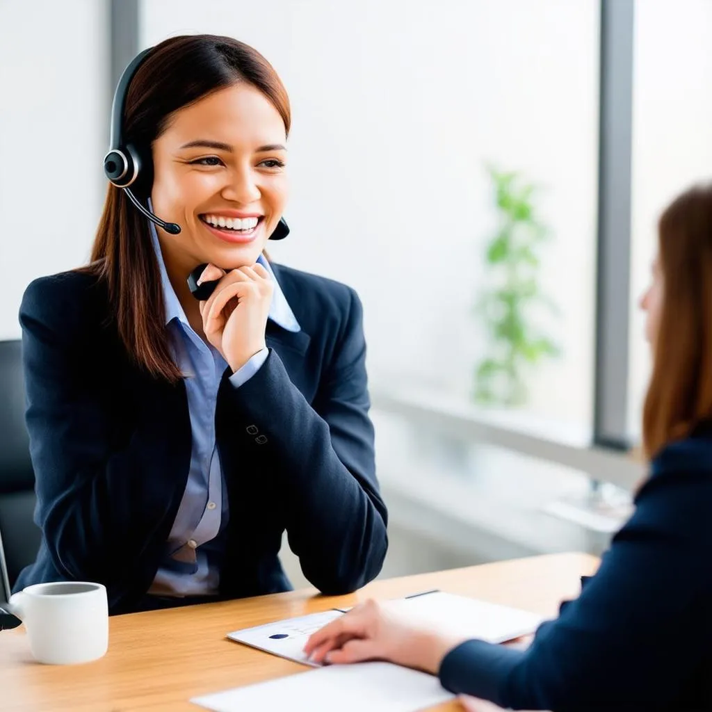 woman talking on headset